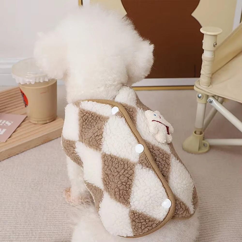 Winter Warm Pet Puppy Clothes Plaid Fleece Bear Vest Dogs Clothing For Cats Dogs