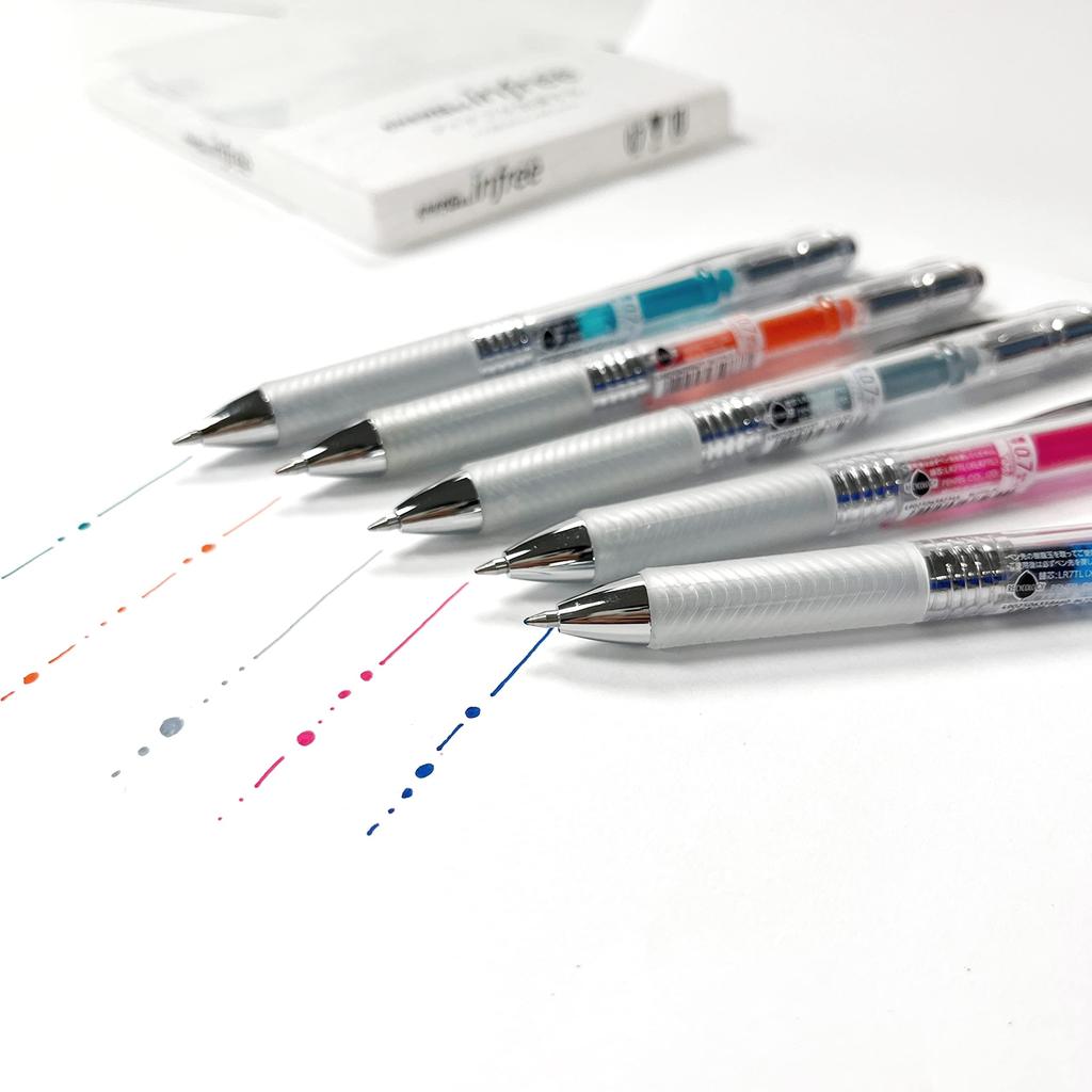 Pentel Ballpoint Pen Gel Ink Energel Infree Clear Body 10 Colors 0.7mm BL77TL-10