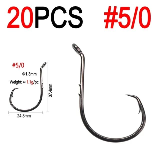 Bimoo 20pcs High Carbon Steel Octopus Baitholder Circle Hooks Barbed Baitholder Fishing Jig Hooks Pike Bass Catfish Sea Fishing Tackle