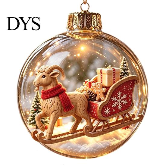 Festive Party Decorations Glowing Christmas Story Ornament, Light?Up Mini Holiday Scene Hanging Ball with Warm Gift Embellishments LED Light, Clear