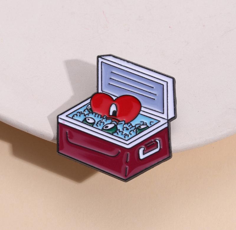 Red Cartoon Unique Box Shaped Brooch Stylish Alloy Pin For Accessories Fashionable