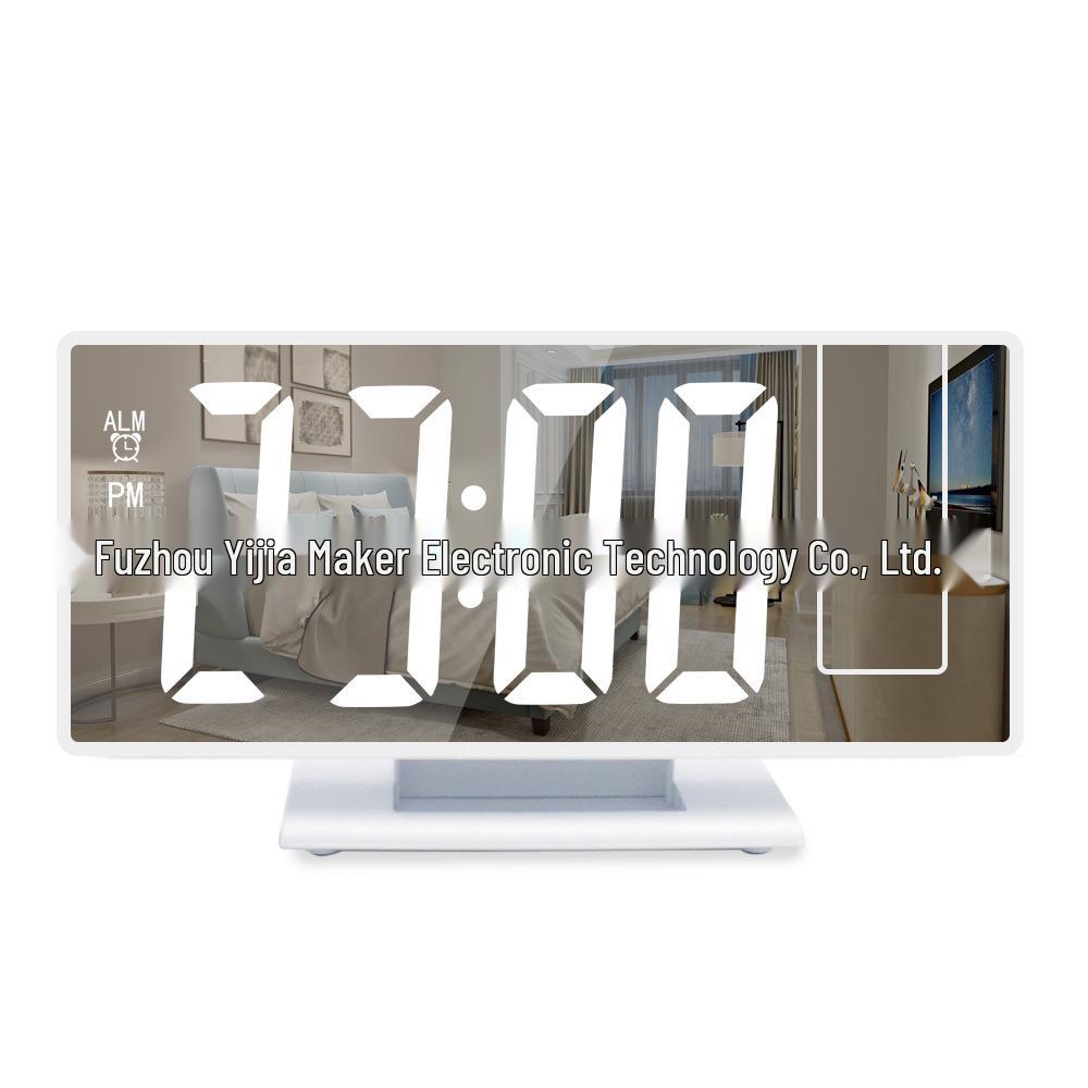 Smart Projection Alarm Clock - Large Mirror Display, Silent Snooze, Multifunctional Digital Luminous Desk Clock