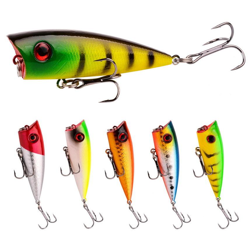 Wave-Popping Popper Lure Stainless Steel 6g 63cm Surface Freshwater Snakehead Black Fish Bass Artificial Hard Bait Hooks Set