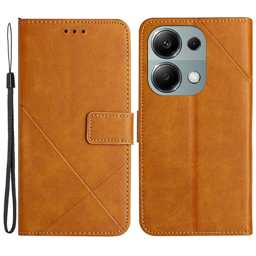 For Xiaomi Redmi Note 13 Pro 4G/Poco M6 Pro 4G Case Lines Imprinted PU Leather Wallet Stand Phone Cover