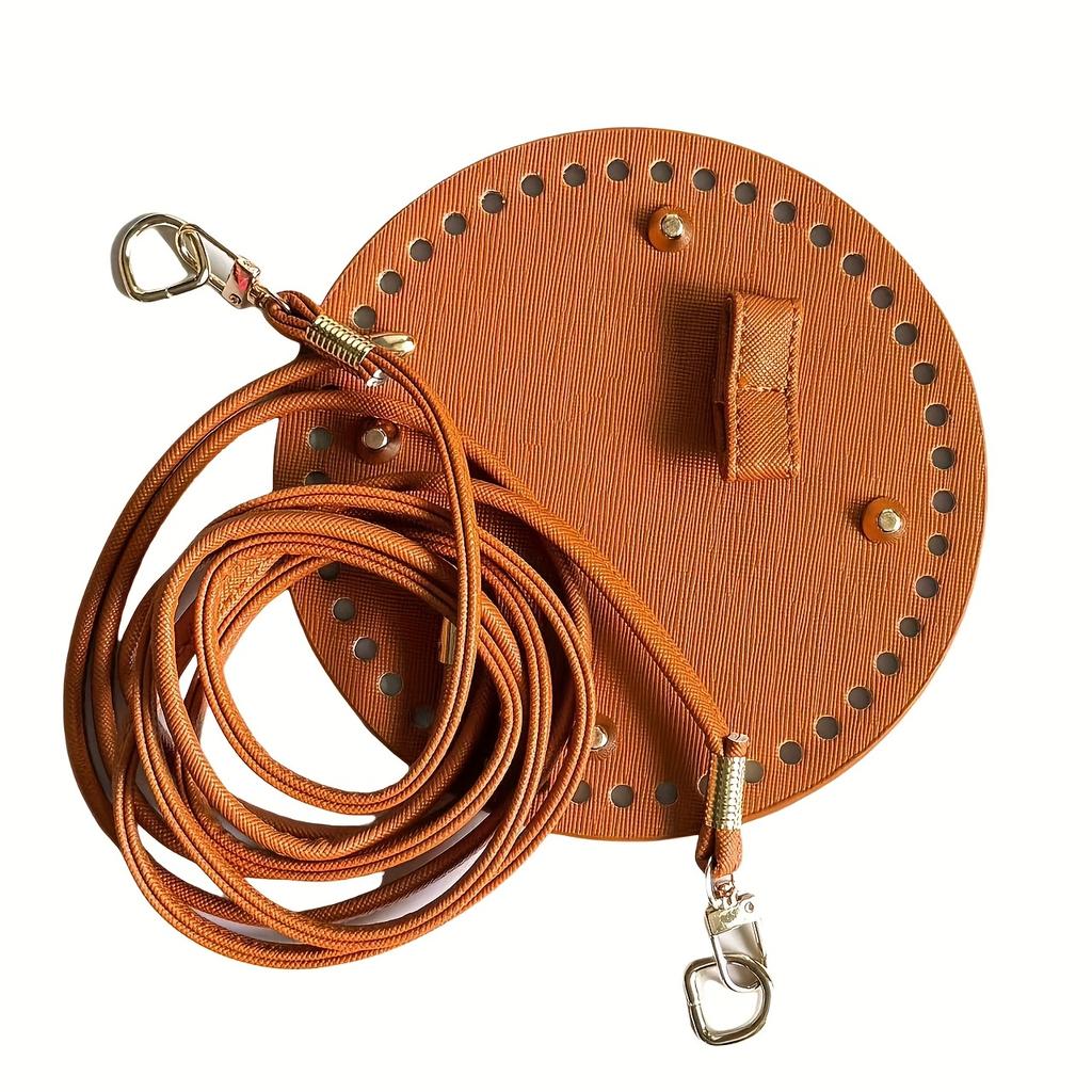 3Pcs DIY crochet dumpling bag accessory set - adjustable shoulder strap, zipper, and durable faux leather base