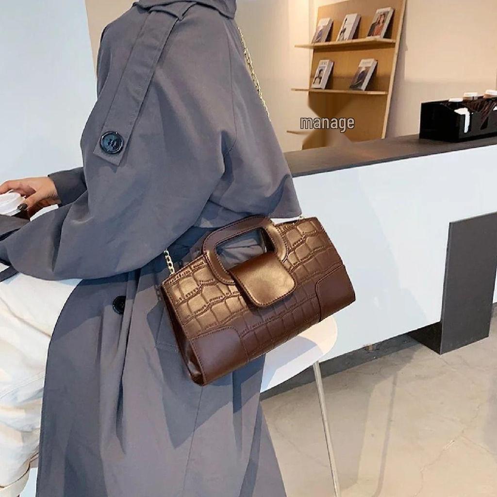2025 Niche Stone Texture Single-Shoulder Chain Crossbody Bag: Trendy, Versatile, Internet Celebrity Fashion Handbag