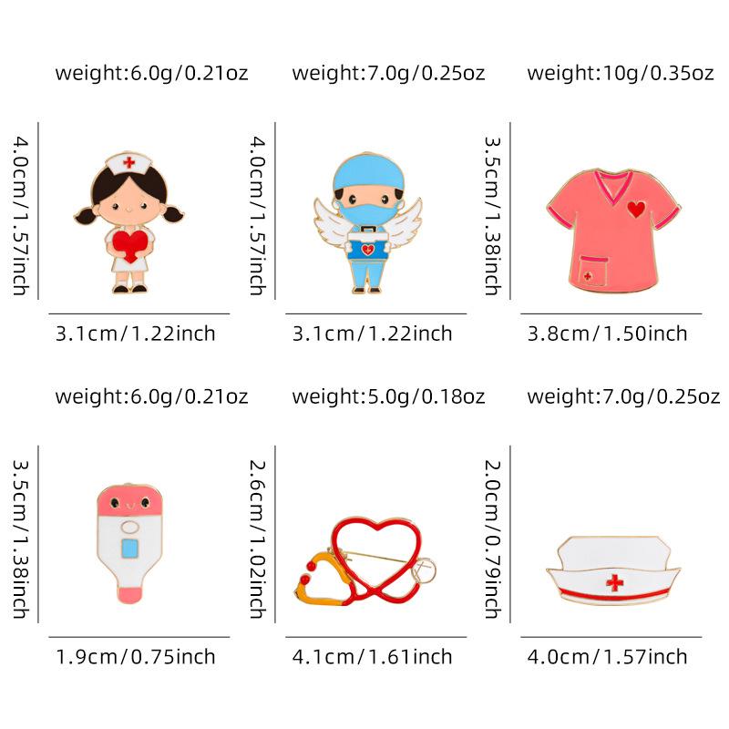 Creative Cartoon Doctor Nurse Medical Brooch Pin Alloy Drip Stethoscope, Medical Series Badge Jewelry