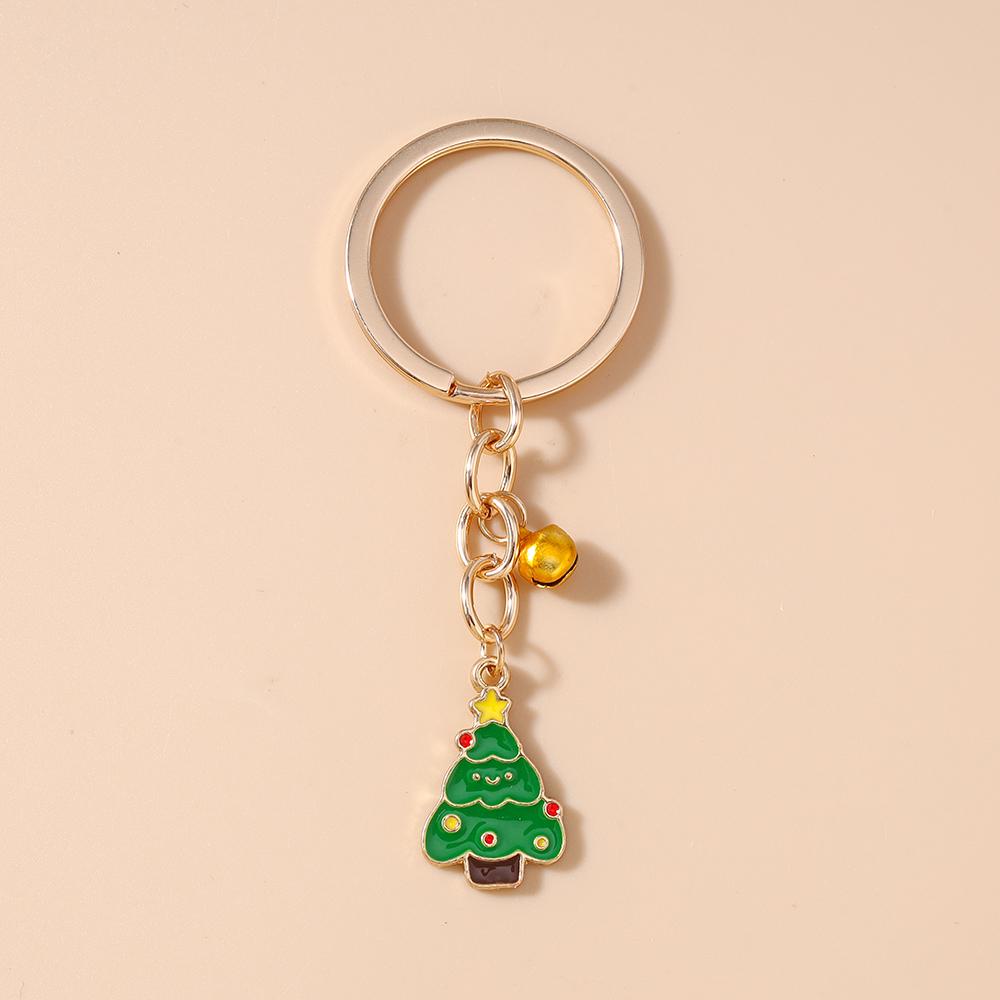 Fashion Christmas Keychain Jingling Bell Key Ring for Women Girls Handbag Pendants DIY X'mas Key Chain New Year Gifts