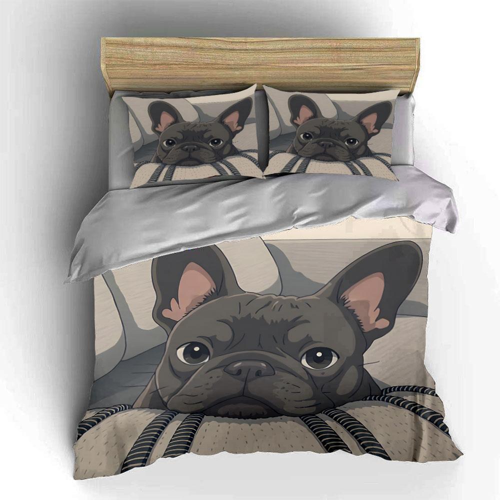 "Adorable Doggy Gaze, Cozy Charm." Bedding Sets Duvet Covers Pillowcases(1* Duvet Cover 2* Pillowcases Without Duvet Insert)