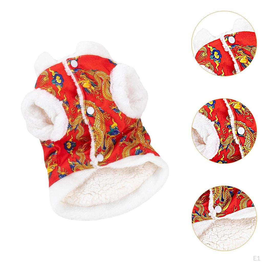 Bow Buttons Dog Clothes Pet Tang Suit Chinese Styles, Costume Year Dragon Dress