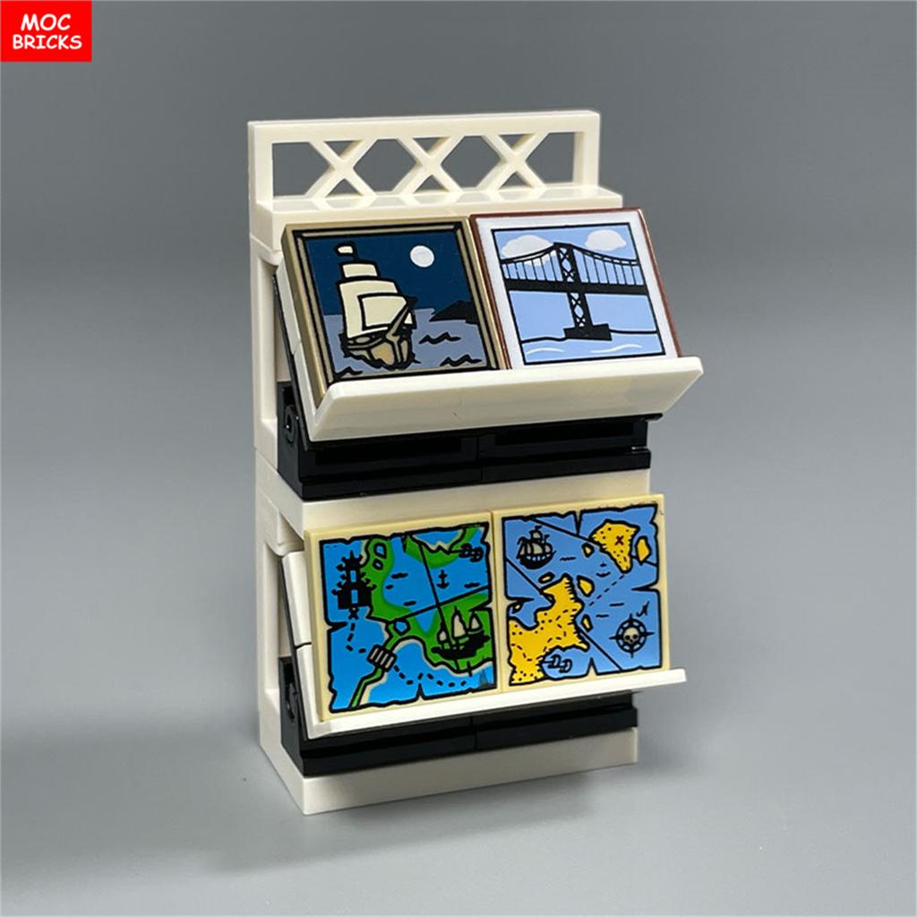 MOC Bricks Courier Delivers Presents Printed Gift Box Packages Newspaper Disc Mailbox Scooter Building Blocks Children's Toys