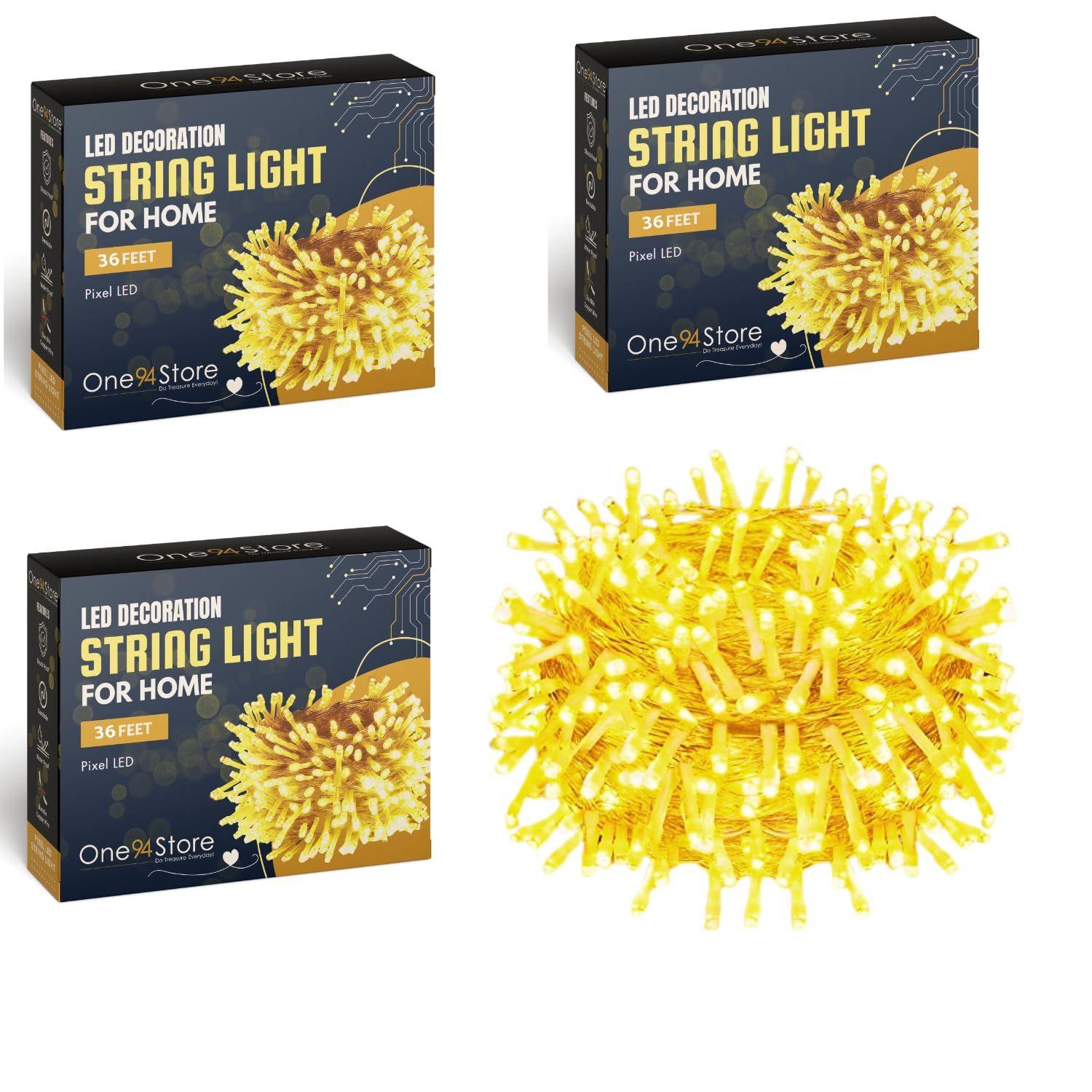 

36 Ft Warm White LED Pixel String Lights | 360° Copper Wire Fairy , Christmas, Wedding, Party, Indoor & Outdoor | Serial LED Lighting | Pack of 3
