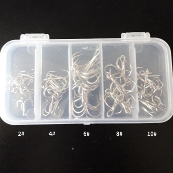 50Pcs/Box Sturdy Fish Triple Hooks Lightweight Portable High Carbon Steel Fishing Treble Hook for Angling