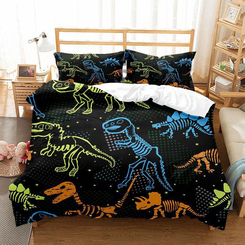 Dinosaur Duvet Cover Set Kids Bedding Set Full/Queen Size 3D Cartoon Animal Duvet Cover for Boys Girl Children Color Quilt Cover