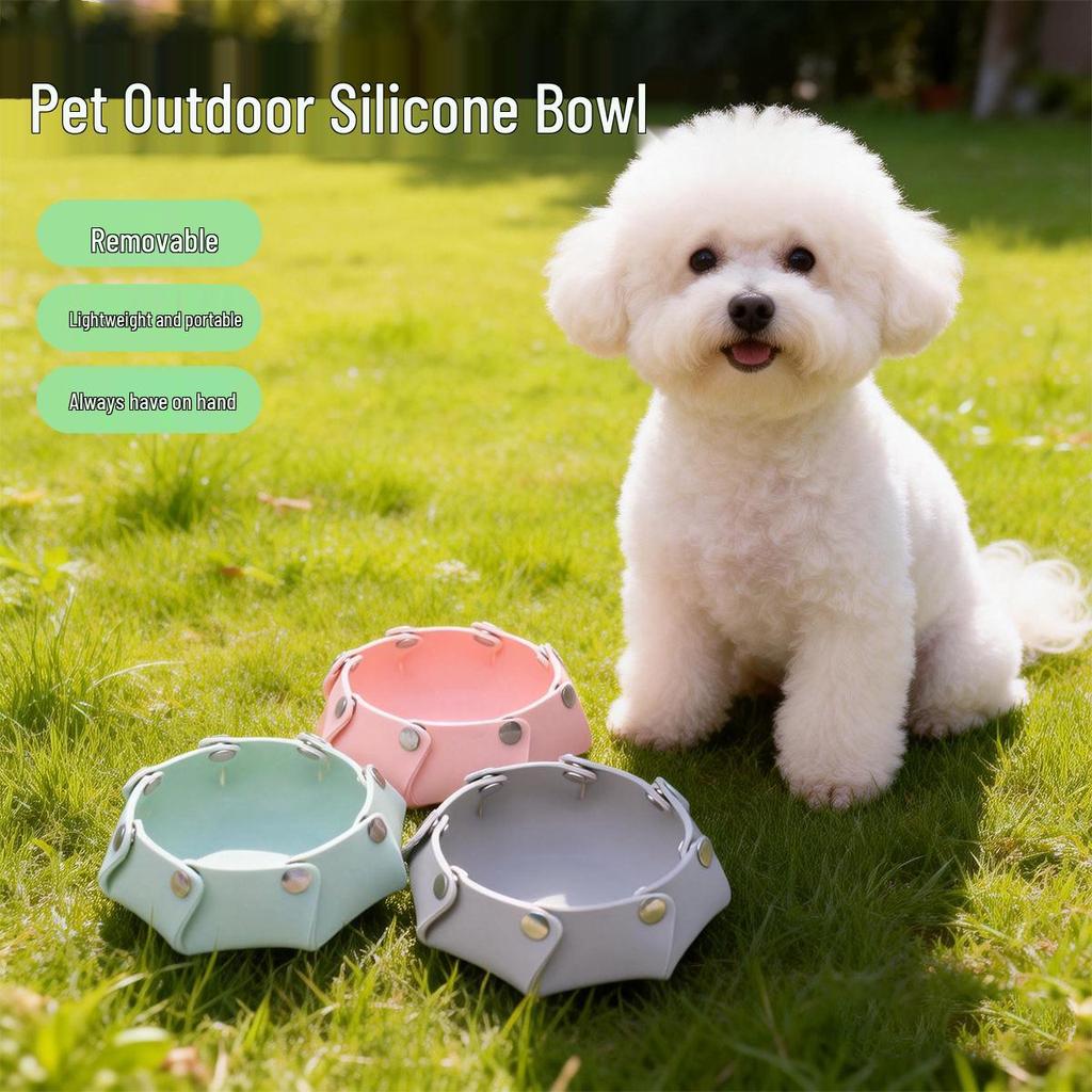 Anti-Tip Silicone Dog Bowl: Portable Outdoor Pet Feeding and Water Bowl