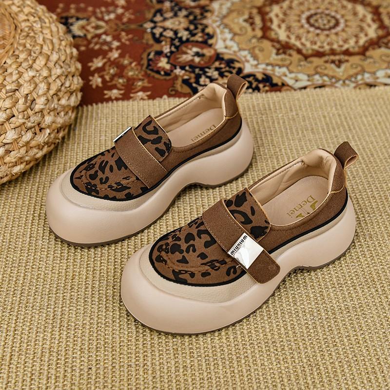 Mocasini cu platformă leopard Pantofi de piele întoarsă Pantofi sport pentru femei Balerini casual Sport Femei Brand Toamnă Alergare 2024 Tendință Confortabili Zapatilas Mujer