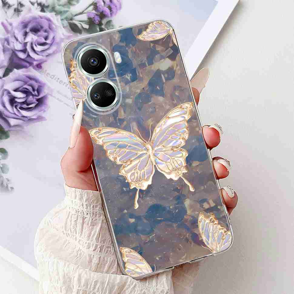 For Huawei nova 10 SE 4G Case BNE-LX1 Luxury Flower Soft Silicone TPU Cover For Huawei Nova 10SE 6.67" Butterfly Phone Casing