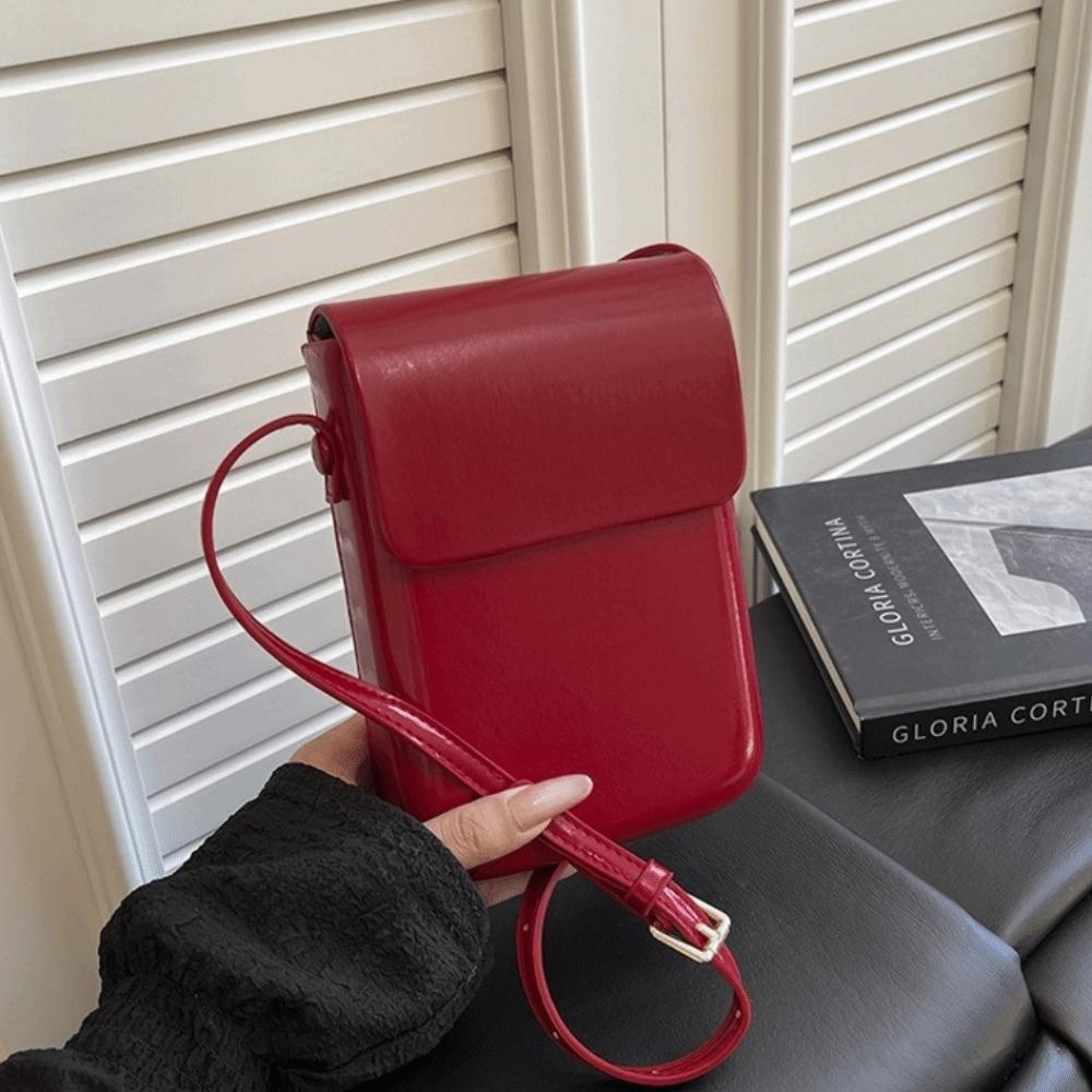 Einfarbiges quadratisches Handy-Tasche Koreanische Umhängetaschen Tragbare Klapp-Schultertasche Handtaschen