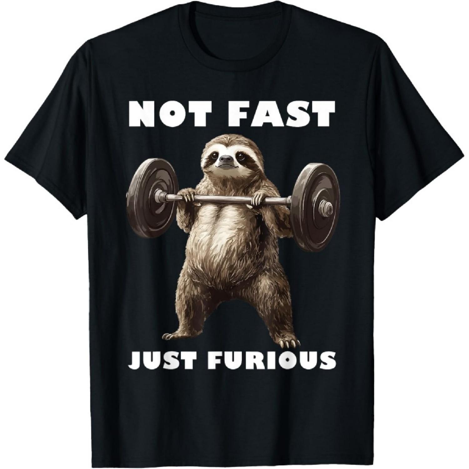 

Not Fast Just Furious Tee Bodybuilding Weightlifting Sloth T-Shirt2 XXXXXL чорний
