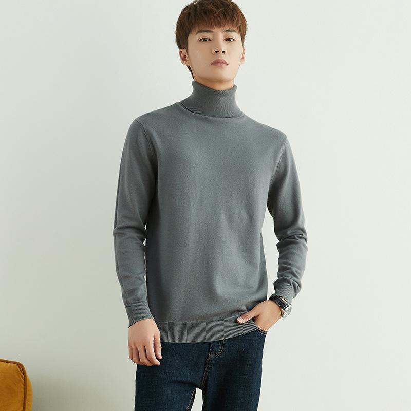 Solid Color Men's Sweater Men's Warm High Lapel Slim Big Yards Hedging Long-sleeved Knit Sweater High-neck Winter Sweater Popular