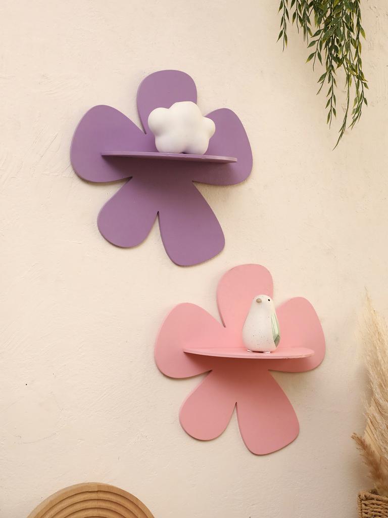 1 pz Carina Mensola da Parete a Fiore in Legno Caramella Colorate Mensole Galleggianti Cornice Pittura Floreale Mensola da Appendere a Parete Decorazione Camera da Letto Bambina