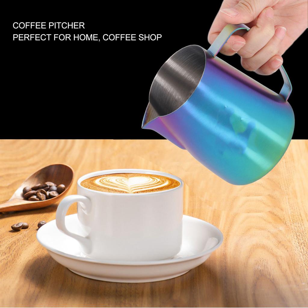 Frothing Pitcher Eagle Spout Prevent Spilling 304 Stainless Steel Frother Cup with Handle for Milk Coffee 420ml