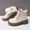2025 Fashion Versatile New Internet Celebrity Locomotive Boots Martin Boots Women's Soft Leather Thick-soled British Velvet Short Boots