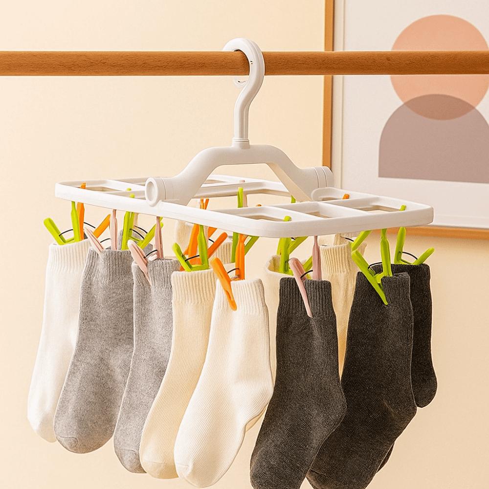 Foldable Socks Clip Plastic Laundry Clip Multifunctional Underwear Drying Rack Bathroom