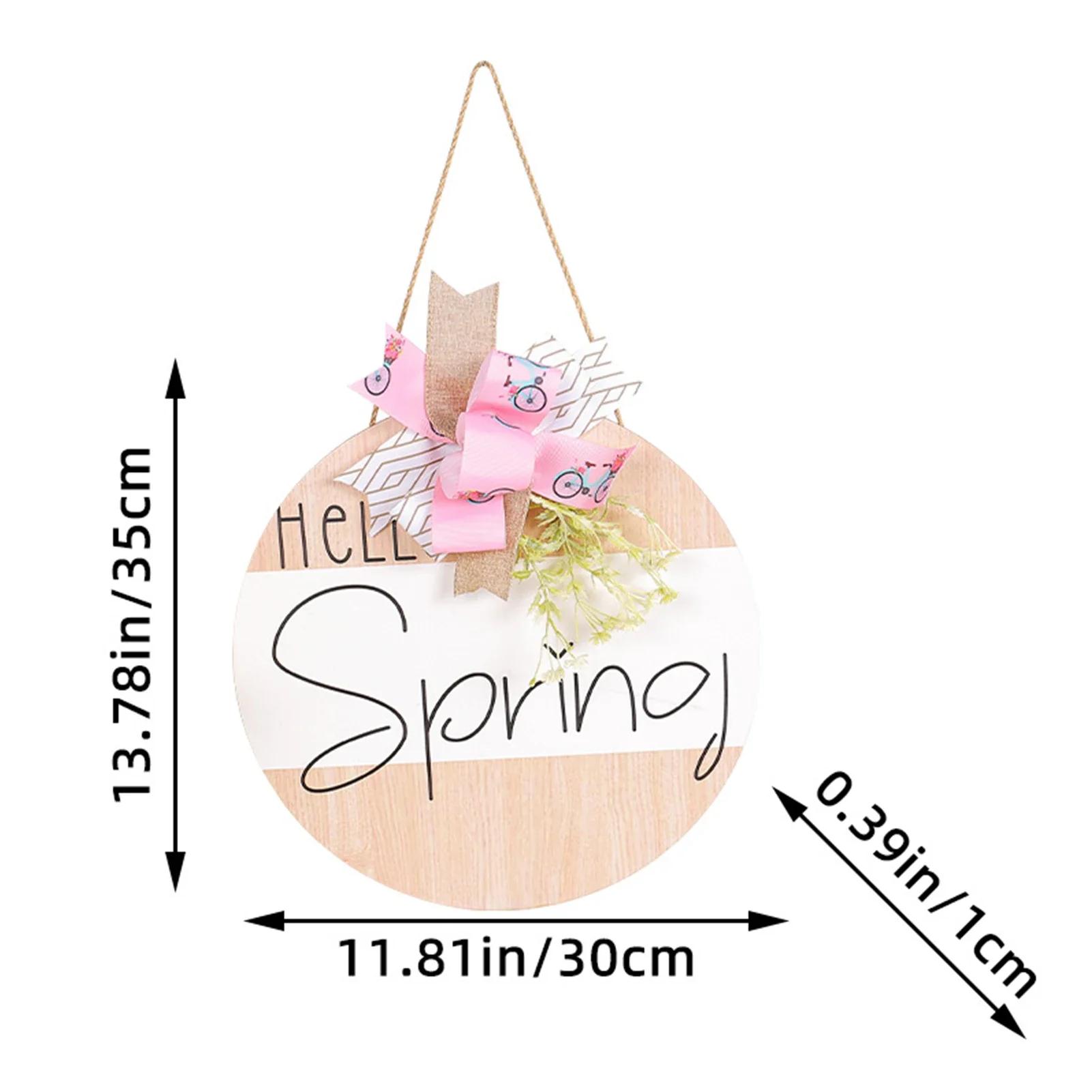 

Welcome Sign Spring Wooden Plague Flower Wreath Letter Door Hanging Countryside Pasture Decoration Pendant коричневий