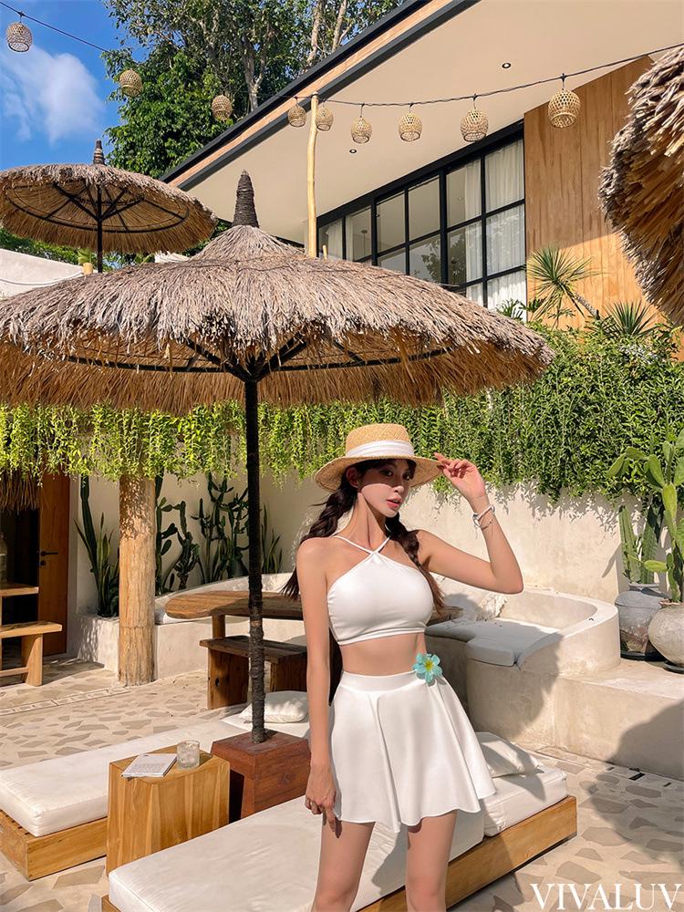 Women's Solid Color Halter Bikini - Sexy Korean Style Beach Swimwear