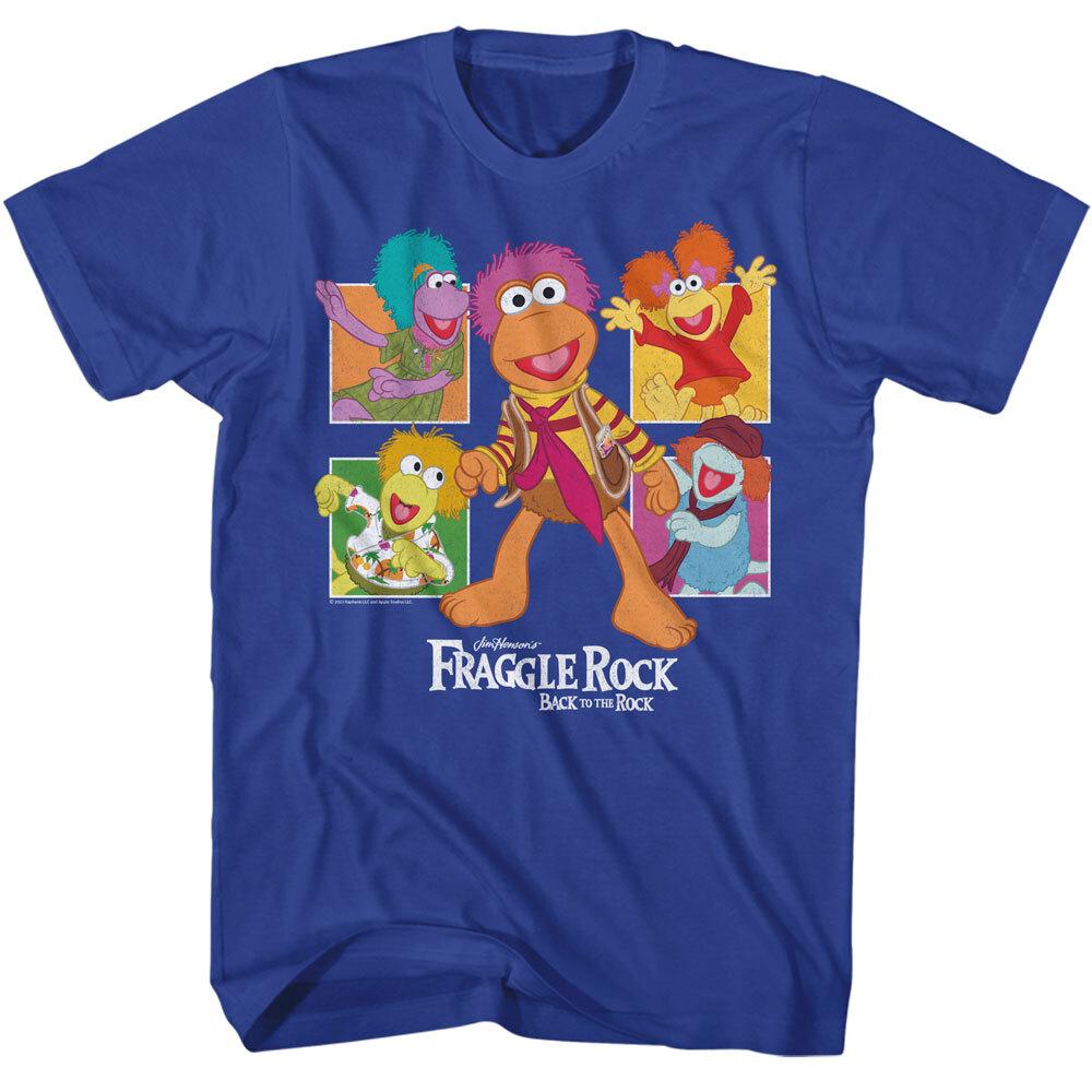 Fraggle Rock Puppets Gobo Mokey Wembley Boober Red Photo Blocks Men T Shirt M