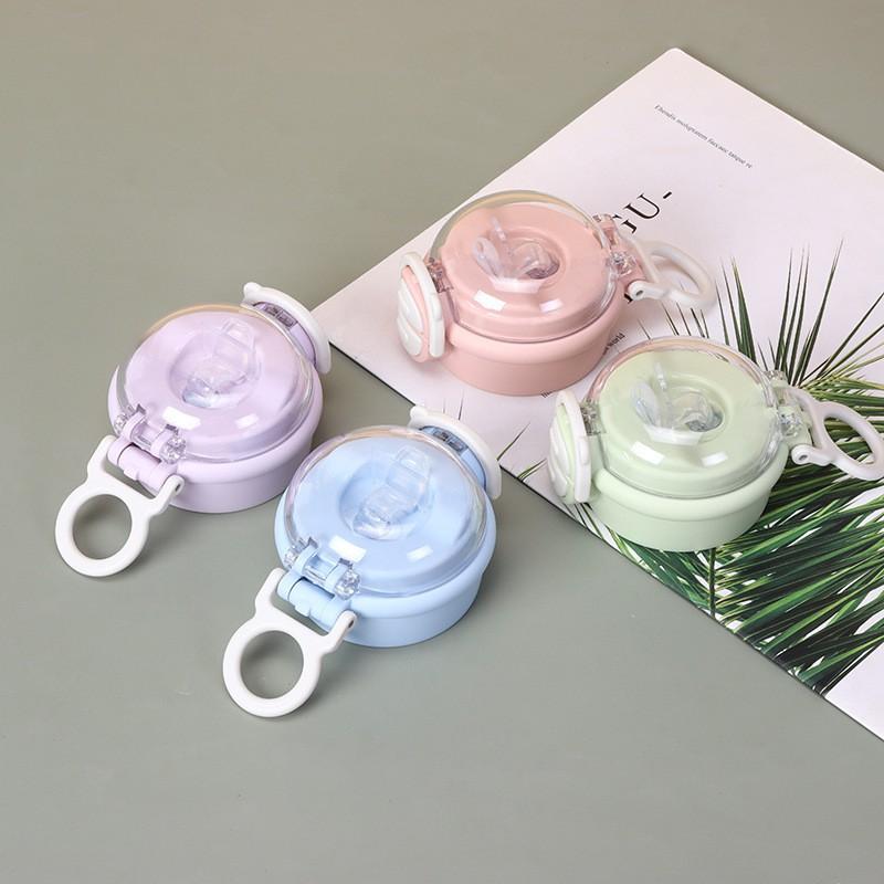 Cute Double-Drink Insulated Tumbler With Straw Women Students Kids 316 Stainless Steel Portable Thermos Cup 400ml
