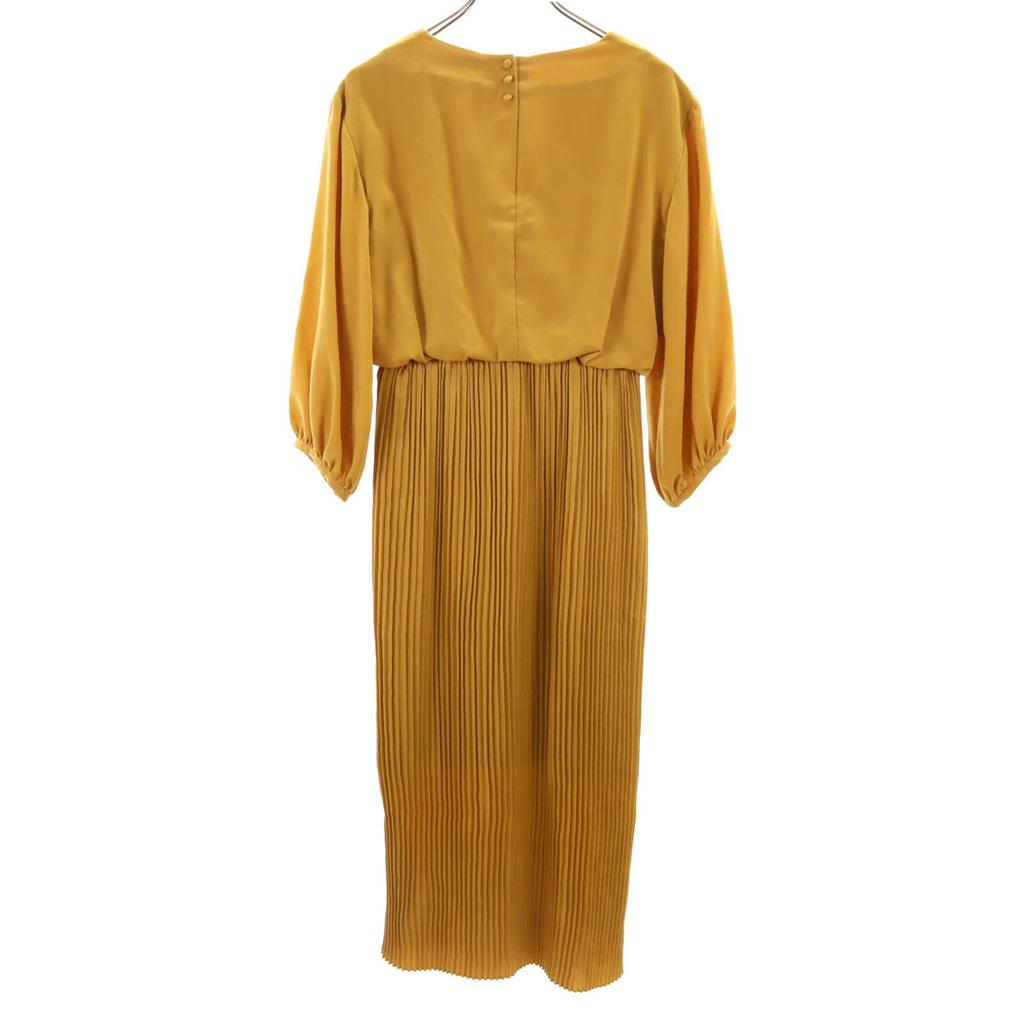 Nano&co Long Sleeve V-neck Waist Panel Long Dress F Yellow Women Used