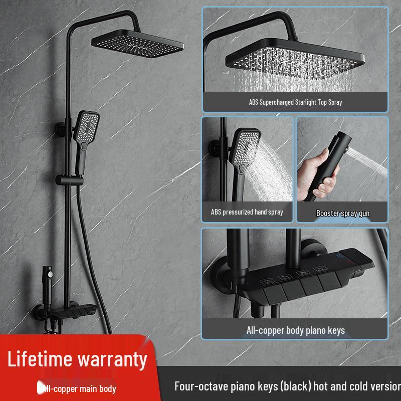 Intelligent All-Copper Digital Display Shower Set with Adjustable Temperature and Pressure for Home Use