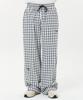 Yk Wide Check Elastic Waist Pants Brown