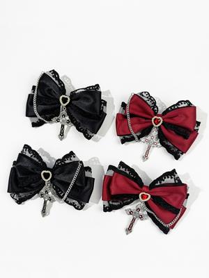 2 Stück Damen Dark Lolita Gothic Kreuz Schleife Haarspange Exquisite Aufreihung Haaraccessoires Haarspange