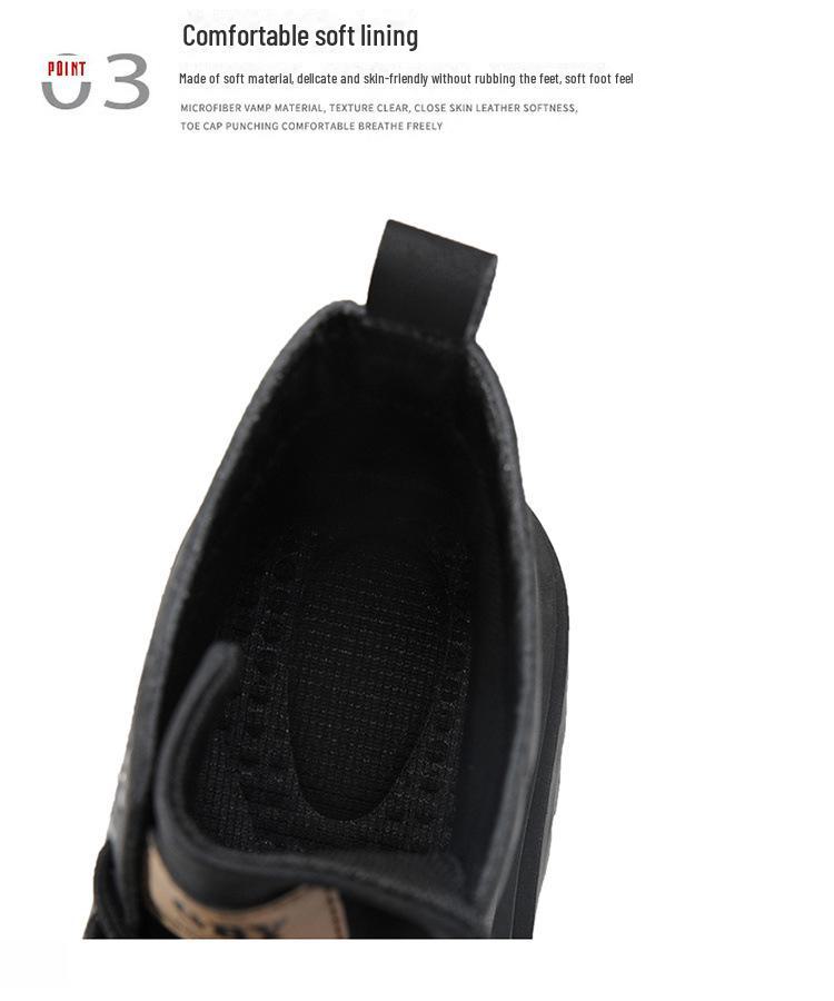 Herre Svarte Høye Motorsykkelstøvler i Skinn - Vanntette, Britisk Stil, Perfekte for Høstarbeidsklær