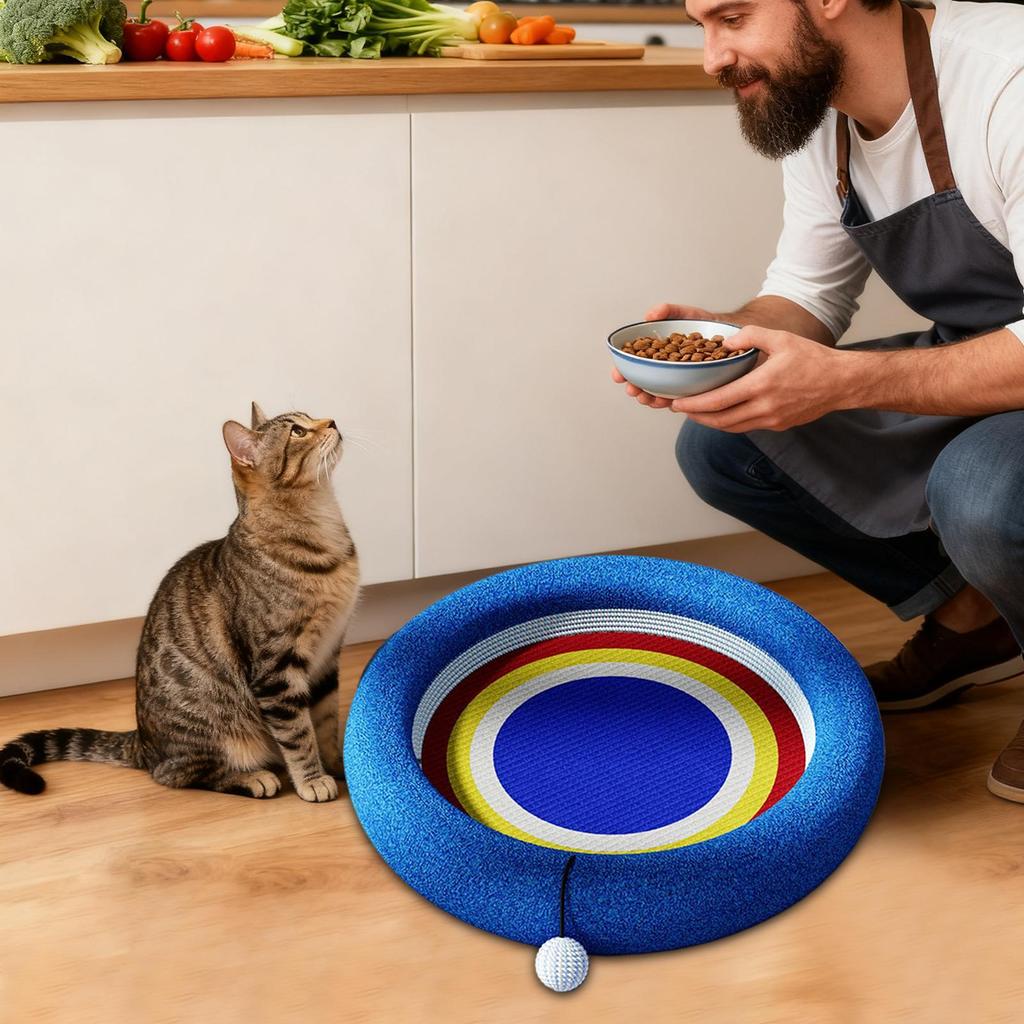 Scratch Pad For Cats Oval Bed With Ball Kitten Scratcher Mat Furniture Protector For Small Large Breed Balcony Living Room