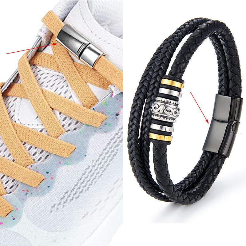 Jewelry Findings Leather Bracelet Clasp DIY Magnet Hook Rhodium Magnetic Clasp Flat Hole 15*3mm