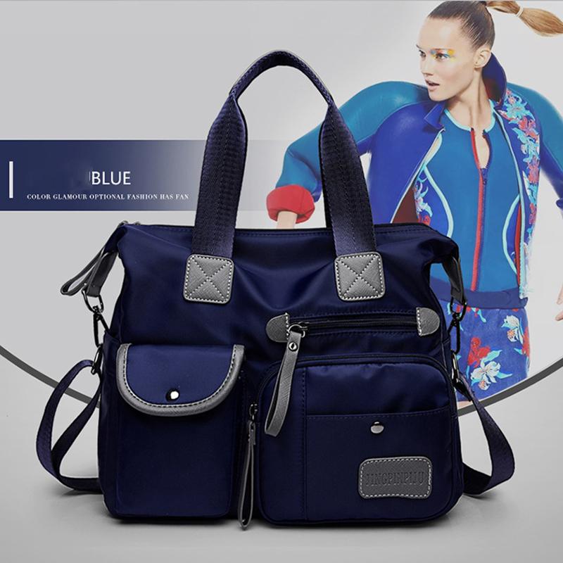 Многофункциональные повседневные сумки для женщин, большая вместимость, сумка-мессенджер, нейлоновые сумки через плечо, сумки-тоуты темно-синий