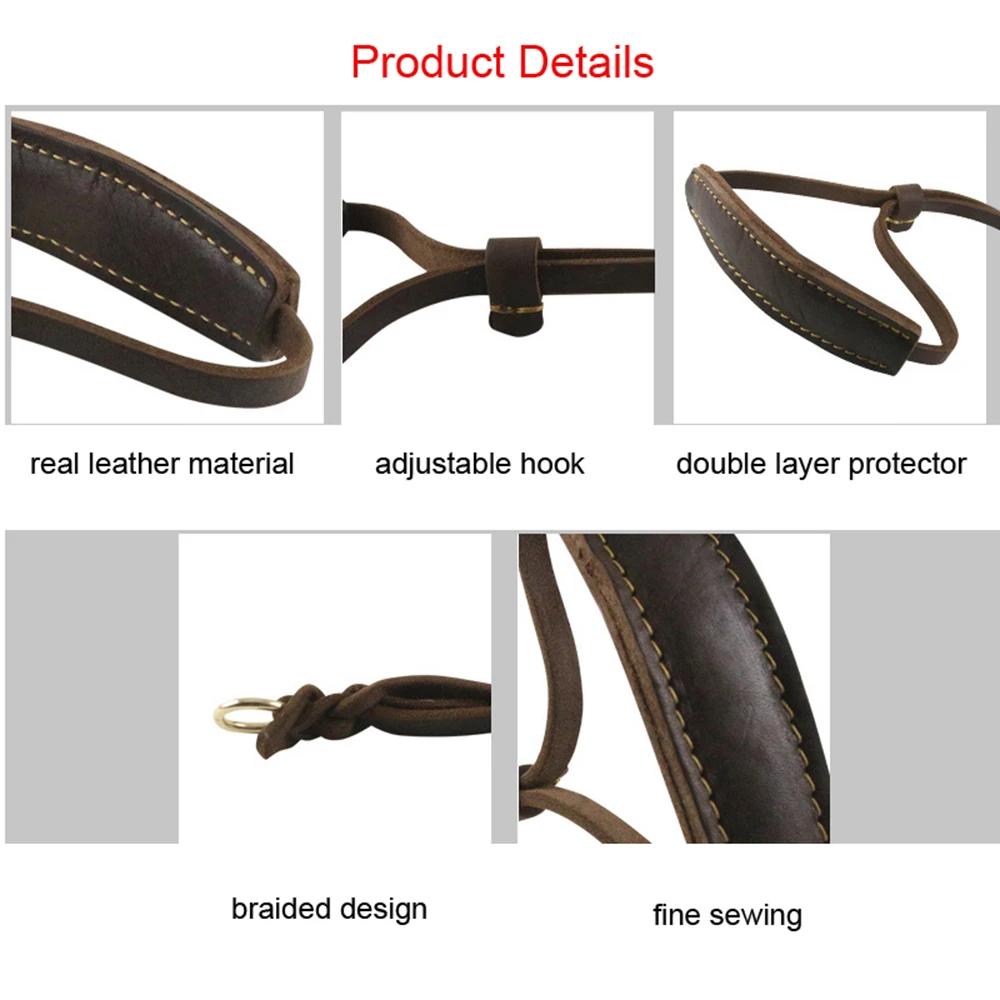 Real Leather Martingale Dog Collar Soft Wide Genuine Leather Dog Collar Adjustable for Medium Large Dogs Pet Training Supplies