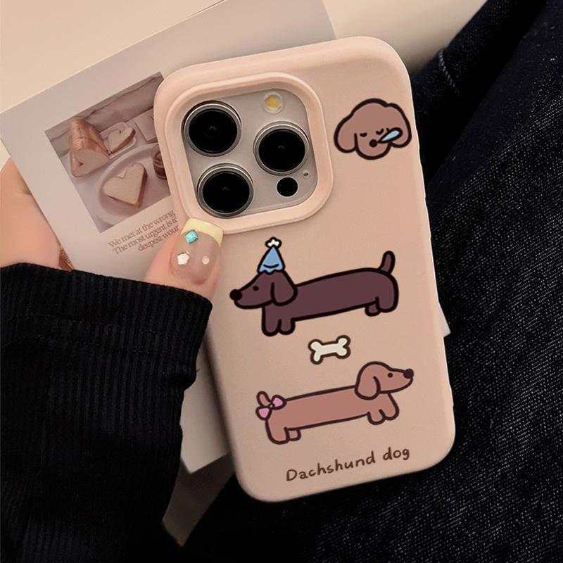 Korean Sausage Puppy Soft Silicone Phone Case For iPhone 16 Pro Max 15 14 13 12 11 Pro 15 16 Plus Shockproof Bumper Cover