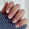 24 Pcs Short Square Press On Nail Flowers False Nail Sweet Acrylic Nail Glossy Full Cover Stick On Nail for Woman
