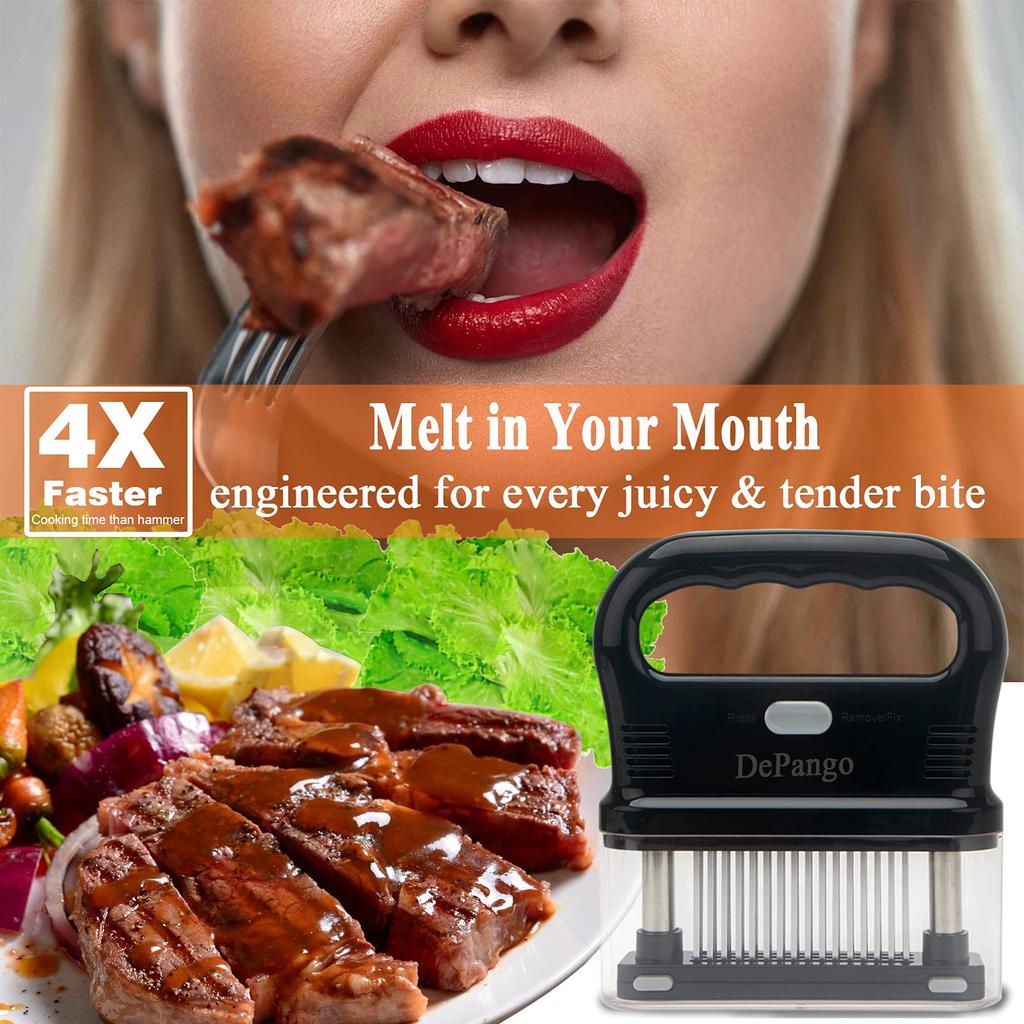 DePango Fleisch Fleischklopfer Nadel mit Heavy Duty Edelstahl 48 Klingen für Abnehmbaren und Spülmaschinenfesten Klopfer, Steak/Hähnchenbrust/Schweinefleisch