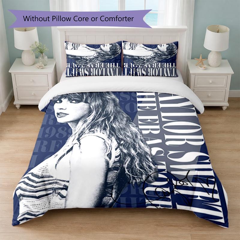 Set Copripiumino 3 Pezzi Stampa Taylor Swift 1 Copripiumino e 2 Federe Biancheria da Letto Morbida per Camera da Letto Domestica
