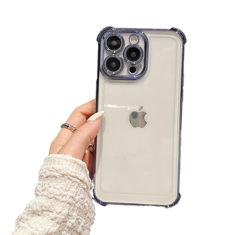 For IPhone 16 Promax Four Corner Anti Drop Transparent Phone Case for Apple 15 Electroplating 14 Precision Holes 13 Protective Cover
