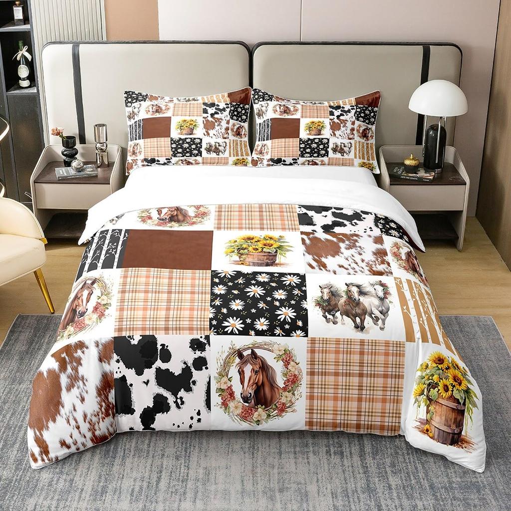 Daisy Duvet Cover Set for Kids Teens Queen Size Quilt Covers Lightweight Down Room Decor 2 Pillowcase 1 Duvet Cover No Comforter