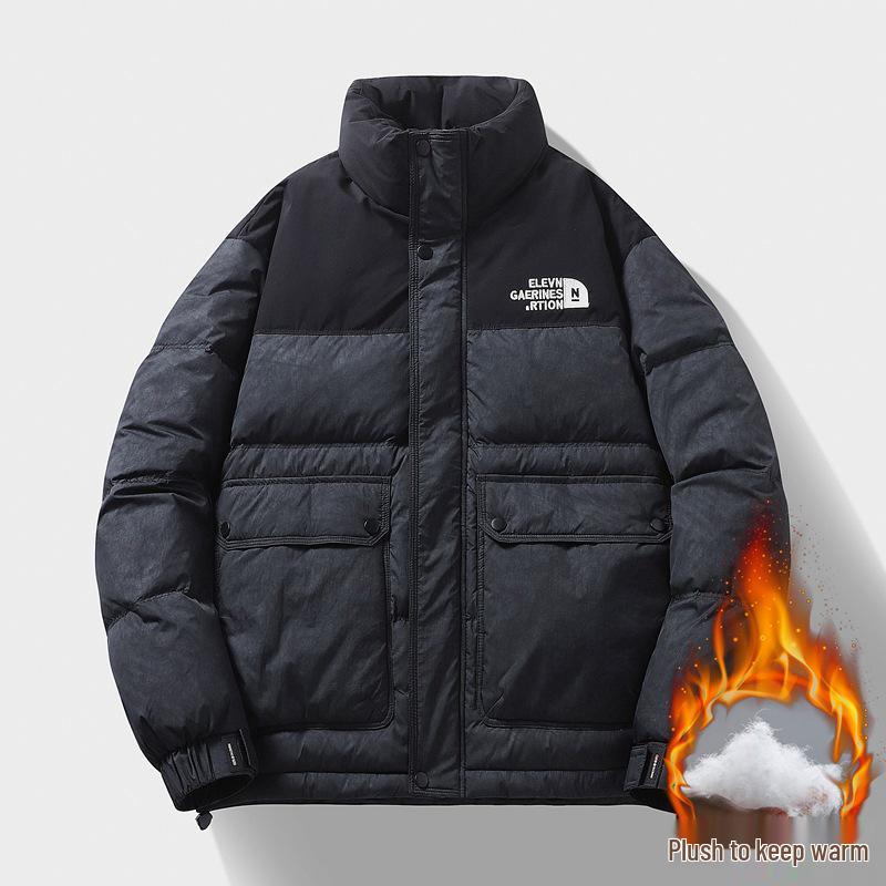 Men's Trendy Color Block Stand Collar Down Jacket - Warm & Stylish Winter Coat