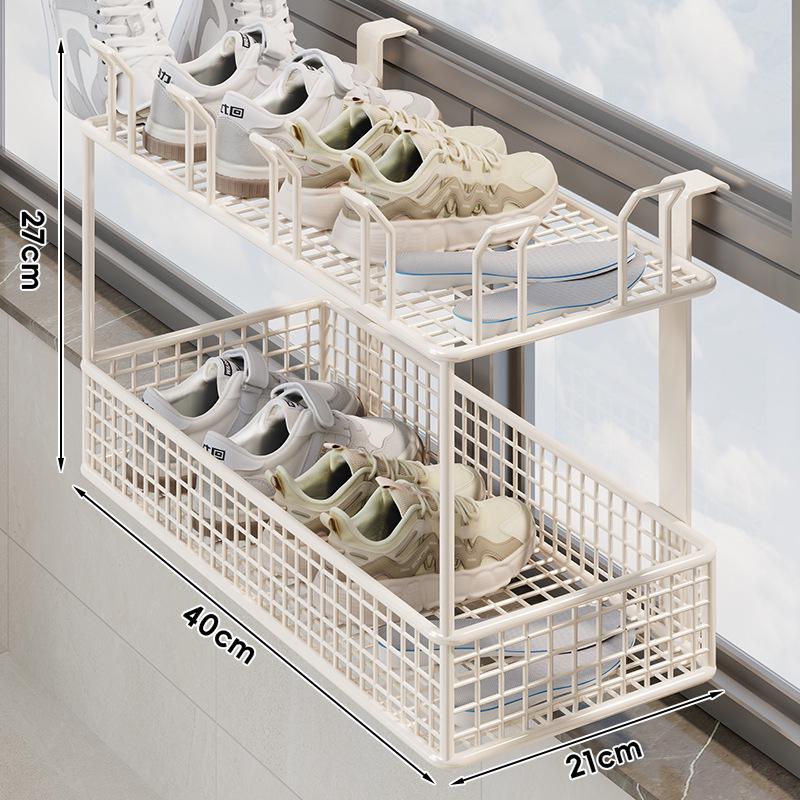 Outdoor Shoe and Clothes Drying Rack with Anti-Theft Window Hook