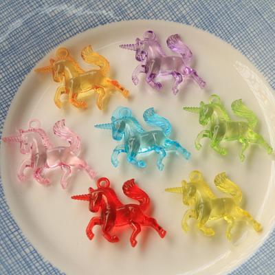 10Pcs Cartoon Transparent Color Three-Dimensional Unicorn Diy Acrylic Earrings Hair Accessories Mobile Phone Case Material